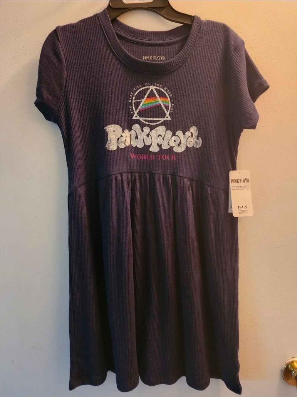 Pink Floyd Kids Purple Ribbed Graphic Babydoll Dress